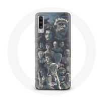 Coque pour Samsung Galaxy A50 Game of Thrones Saison 8 Le Trône de Fer Affiche Personnages Fond Gris