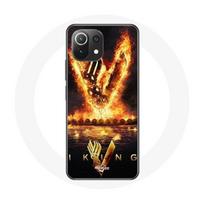 Coque pour Xiaomi Mi 11 Lite Vikings Série Saison 6 logo V Epée de Feu Fond Noir juoda