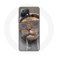 Coque pour Xiaomi Mi 11 Lite Chat avec une capuche photo drole Animaux