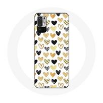 Coque pour Xiaomi Redmi Note 10 5G Fond de texture abstraite coeurs noir jaune et gris