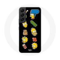 Coque pour Samsung Galaxy S22 Les Simpson autocollants fond noir