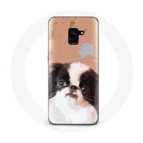 Coque pour Samsung Galaxy A8 Plus Épagneul japonais Noir et Blanc Race de chiens