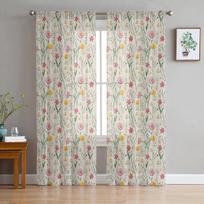 Gėlių lapijos tekstūros tiulio užuolaidos svetainei Permatomos užuolaidos miegamojo langams žaliuzės Voile užuolaidos 135W x 114H(cm) gray
