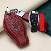 Viršutinio sluoksnio odinis automobilio rakto dėklas dangtelis Mercedes Benz A B C E G M R S klasėms W204 W205 W212 W213 W176 GLC CLA GLA AMG W177 gray