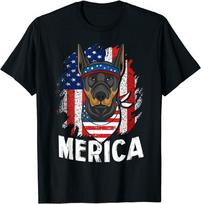 Dobermano pinčeris American Pride Flag Dog Lover Usa Unisex marškinėliai S