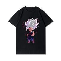 „Dragon Ball“ marginti vyriški marškinėliai apvaliu kaklu, medvilniniai vasariniai laisvalaikio anime juodi marškinėliai S