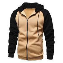 Coat Color Contrast Zipper Cardigan Hooded Sweater Men's Large Casual Plush Top Men's Wear S