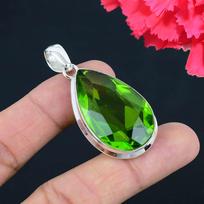 Peridoto brangakmenio pakabukas iš vientiso 925 prabos sidabro, papuošalas, dovana unisex green