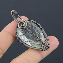 Natural Tree Of Life White Topaz Gemstone Copper Wire Wrap Pendant 2.40  I2T48