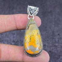 Natural Bumblebee Jasper Gemstone 925 Sterling Silver Jewelry Pendant 2.40  K3f02 gray