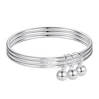 Susipažinkite su Sansheng Sanshi sidabrinė apyrankė moteriška uždara solidi Sanhuan Qixi Valentino dienos apyrankė mados tendencijos dovana 6.2cm white