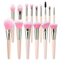 Loose powder brush, foundation concealer brush, pink 15-piece makeup set brush, complete set of soft-bristled beauty makeup foundation eye brush pink