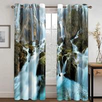 Natural Scenery Pattern High Shading Curtain Snow Mountain Lake Forest Cloud Sun Waterfall Drape For Bedroom Hotel Curtain New W50xH130(CM)x2PCS-Rod pocket
