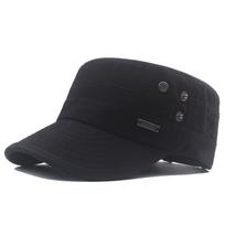 Men's Flat Cap Cottonsummer Outdoor Sun Hat Solid Color Vintage Baseball Cap Military Caps Army Visors Hat Training Cadet Caps juoda