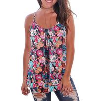 Women's Printing Sleeveless Ruffle Hem Large Loose Sexy Cami Tank Tops One size oranžinė