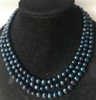 3 row 43cm 45cm 48cm 7-8mm Natural tahitian black pearl necklace