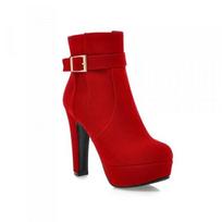 High Heel 12cm Winter Boots Botas Mujer New Round Toe Buckle Boots for Women Sexy Ankle Heels Fashion Winter Shoes Casual Zip Snow Sx-13 39