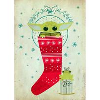 Disney Star Wars Christmas Cute Grogu Prints Poster Canvas Painting Modern Wall Art Pictures Living Room Bedroom Home Decoration 21x30cm No Framed beige