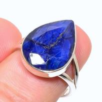 Safyras(Imituojamas) Brangakmenio rankų darbo 925 sterlingų sidabro dovanų žiedas S.7.5 d9R98 blue