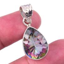 Natural Mystic Topaz Gemstone 925 Solid Sterling Silver Gift Pendant 1.25  c6h87