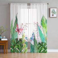 Gėlės Augalas Tropinis Tiulis Skaidrios Užuolaidos Svetainei Kambariui Miegamajam Virtuvės Dekoravimui Voilės Organzos Užuolaidos 135W x 114H(cm) white
