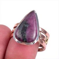 Ruby In Zoisite Handmade Lab-Created 925 Sterling Silver Two Tone Ring S.10 e8c00