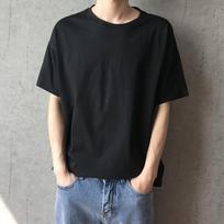 Men Summer Loose Short Sleeve T-shirt Hong Kong Style Solid Color Five-point Sleeve Black and White White Medium Sleeve Tide 4XL juoda