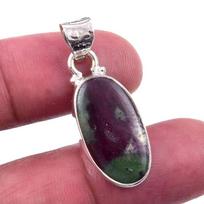 Ruby In Zoisite Handmade Lab-Created 925 Sterling Silver Gift Pendant 1.25  y7Z00