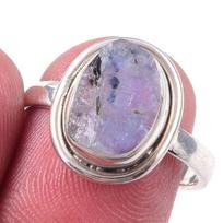 Natural Rainbow Moon Stone Gemstone Handmade 925 Sterling Silver Ring S.7 i7F65 gray