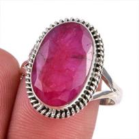 Red Ruby(Simulated) Gemstone Handmade 925 Sterling Silver Gift Ring S.9.5 l1r12