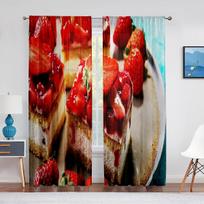 Jam Cake Dessert Raspberry Sheer Curtains for Living Room Chiffon Voile Curtain Bedroom Bathroom Tulle Curtains Window Drapes 1 PCS W100XH250cm&Rod Pocket