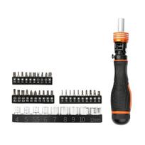 40pcs Versatile Magnetic Ratchet Screwdriver Set Compact Stubby Screwdriver with Bits Adjustable Rotations Screwdriver black