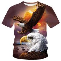 Madingi vasaros erelis ir liepsna „Phoenix Animal“ marškinėliai su 3d spausdinimu vyriški marškinėliai su kaklu trumpomis rankovėmis, dideli marškinėliai Top Hot 6XL orange