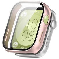 Scrub Tempered Glass Case For Huawei Watch Fit 3 Smart Watch Strap Protective Cover Bumper Fit3 Screen Protector Shell Frame Huawei Watch Fit 3 beige
