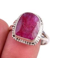 Red Ruby(Simulated) Gemstone Handmade 925 Sterling Silver Jewelry Ring S.9 k5b02