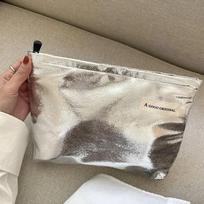 New Gold Silver Glossy Clutch Waterproof Cosmetic Bag Makeup Bag Portable Toiletries Bag Travel Make Up Kit Organizer Pouch sidabras