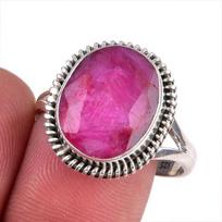 Red Ruby(Simulated) Gemstone Handmade 925 Sterling Silver Gift Ring S.9.5 w2R60
