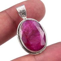 Red Ruby(Simulated) Gemstone Handmade 925 Sterling Silver Pendant 1.25  y9g46