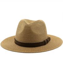 Suaugusiųjų apsauginė nuo saulės skrybėlė, saulės panama, saulės skrybėlė, plati fedora skrybėlė, šiaudinė, pintas paplūdimio skrybėlė M chaki