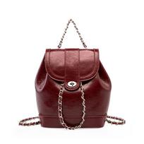 Cowhide Large Capacity Niche Fragrance Chain Bag Retro Single Shoulder Crossbody Bag Water Bucket Bag Backpack black
