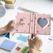 Album Photo Card Binder, Heart Cutout Photo Card Holder Book, Business Card Holder, Photo Card Holder 32 Pockets One Size beige