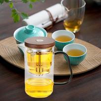Borosilikatinio stiklo arbatinukas, arbatos virdulys, nuimamas birios arbatos infuzatorius, 550 ml, skaidrus, Black Handle