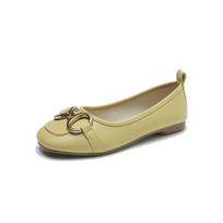 Women 'S Flat Shoes Breathable Ballet Shoes Shallow Knit Square Shoes Moccasin Mixed Color Soft Pregnant Shoes Zapatos De 40 geltona