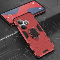 KEYSION Atsparus smūgiams šarvų dėklas, skirtas Realme GT 6T Neo 6 SE Minkštas silikonas + PC metalinis žiedinis stovas telefono dangtelis, skirtas OPPO Realme GT Neo6 SE for Realme GT Neo 6 SE raudona
