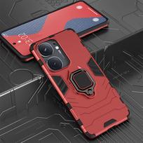 KEYSION Shockproof Armor Case for IQOO Neo9 Pro 8 Pro 7SE Soft Silicone+PC Metal Ring Stand Phone Back Cover for VIVO IQOO Neo 9 for IQOO Neo9 raudona
