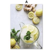 Lemon Cucumber Kiwi Pineapple Mojito Nordic Posters And Prints Canvas Painting Wall Art Pictures For Living Room Home Decor 21X30cm No Frame