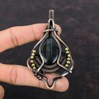 Nellite Pendant Copper Wire Wrapped Pendant Natural Gemstone Pendant Copper Jewelry Handmade Pendant Gift For Her Wire Wrap Nellite Jewelry black