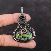 Copper Ruby Zoisite Pendant Copper Wire Wrapped Jewelry Genuine Gemstone Pendant Wedding Gift Copper Wire Wrap Pendant Handmade Boho Jewelry