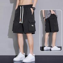 Workwear Shorts  Men's Multiple Pockets Cargo Shorts Summer Thin Loose Five Cropped Pants Sports Shorts M juoda
