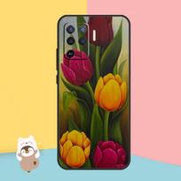 Tulip Flower Case For OPPO A74 A93 A83 A91 A53S A9 A5 A31 A53 2020 A15 A16 A1K A52 A72 A94 A54 Cover OPPO A53S 2020 brown